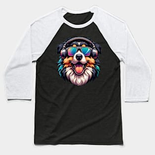 Maremma Sheepdog as Smiling DJ with Headphones Baseball T-Shirt